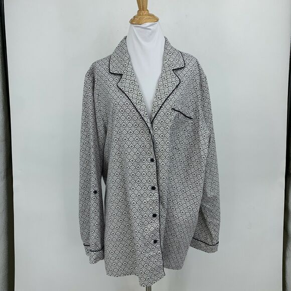 Nordstrom Lingerie Pajama Shirt Women Plus Size 2X Notch Collar Button Night Top - Picture 2 of 10